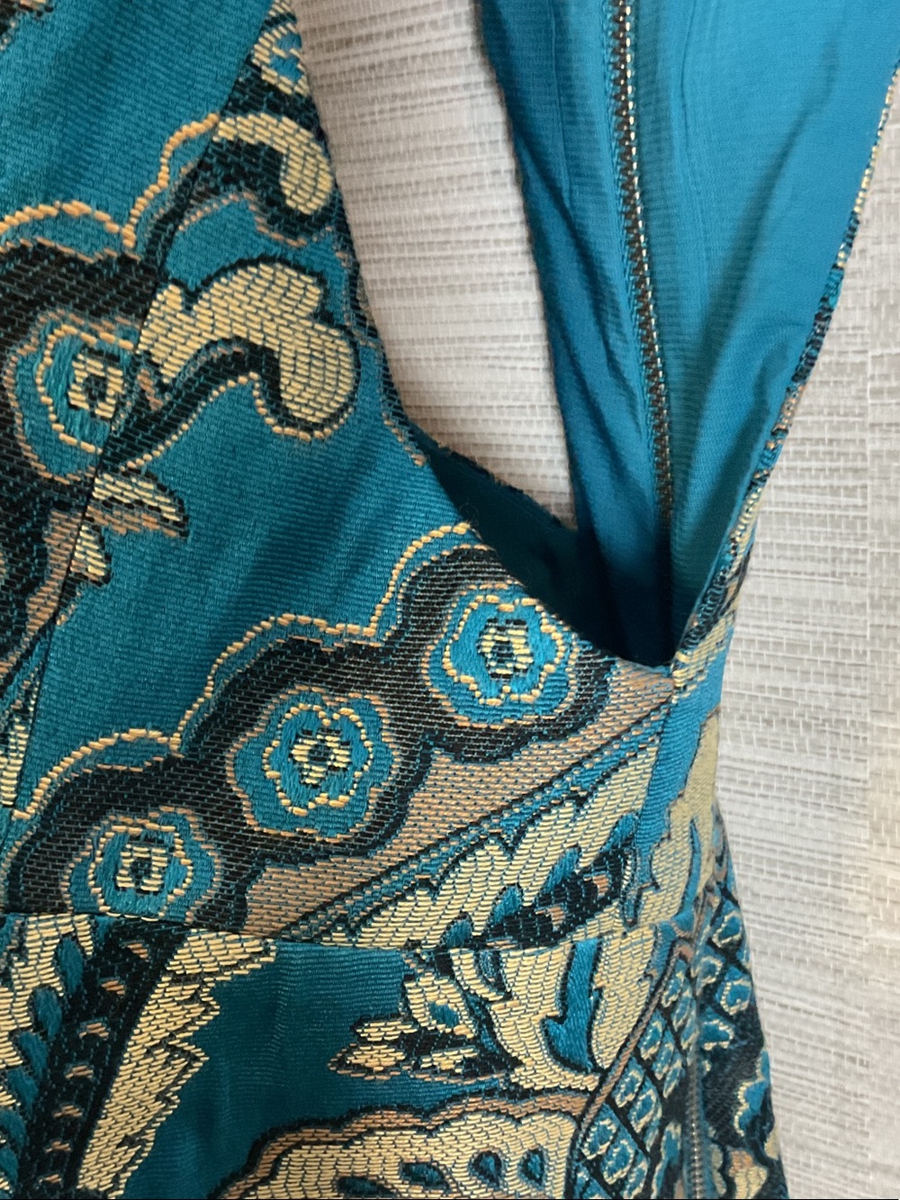 Alice + Olivia Natalee Brocade A Line Sleeveless Mini Dress Turquoise Sz 0 - Picture 7 of 14